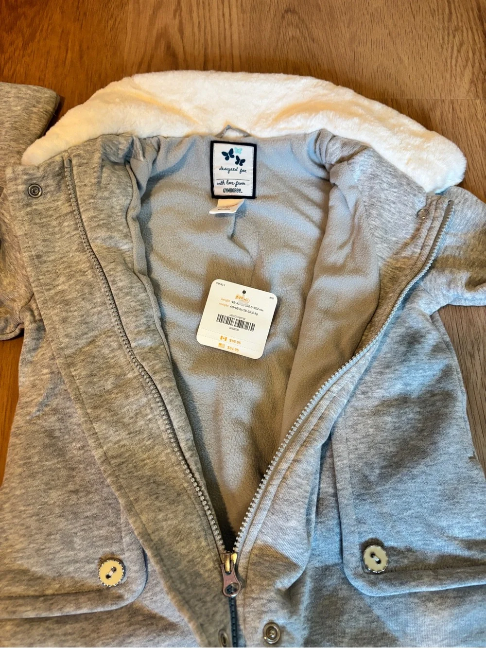 Gymboree Gray Pea Coat with white Faux Fur Collar